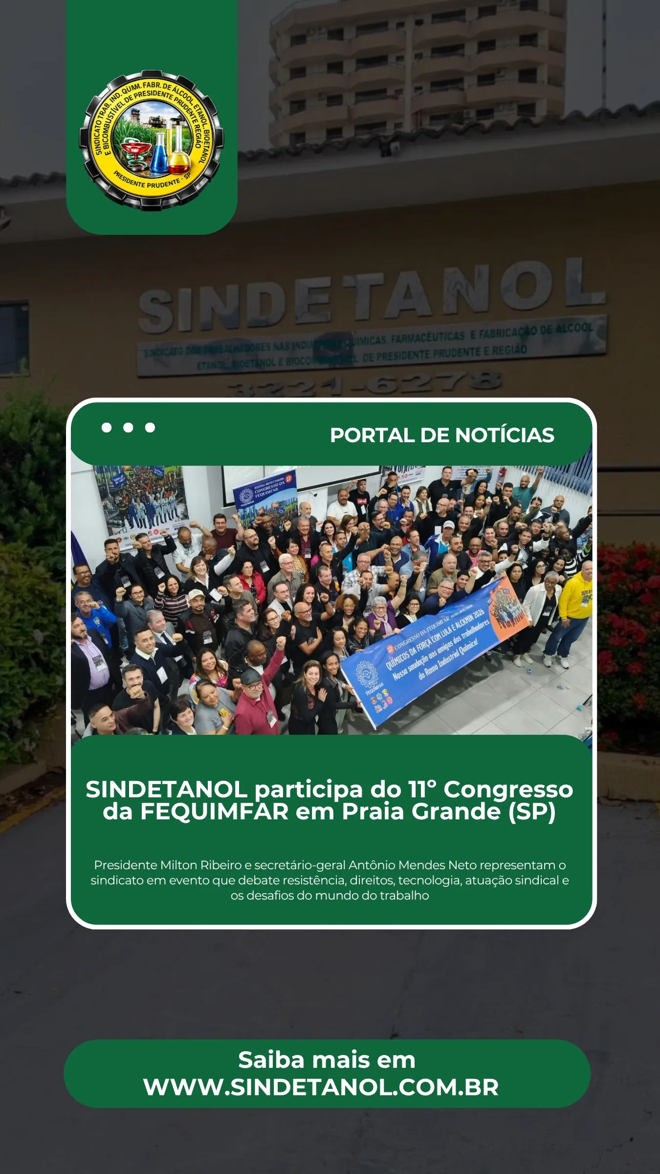 SINDETANOL participa do 11º Congresso da FEQUIMFAR em Praia Grande (SP)